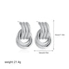 Wholesale Copper Geometric Style Twisted Cross Double Ring Earrings With Electroplating