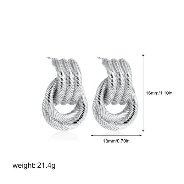 Wholesale Copper Geometric Style Twisted Cross Double Ring Earrings With Electroplating