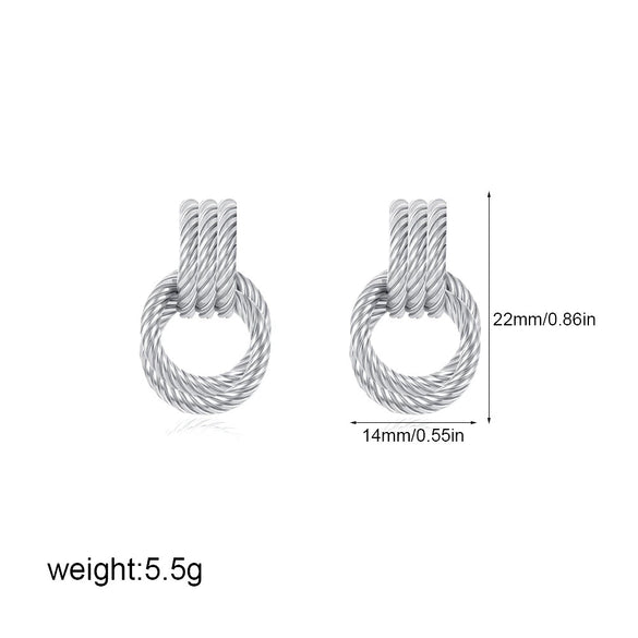 Wholesale Copper Geometric Style Twisted Cross Double Ring Earrings With Electroplating