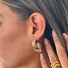 Wholesale Copper Geometric Style Twisted Cross Double Ring Earrings With Electroplating