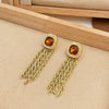 Wholesale Copper Geometric Tassel Long Earrings For Women With Retro Exaggerated Style And Electroplating Treatment