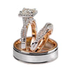 Wholesale Copper Geometric Threepiece Ring Electroplated Rose Gold Color For Women