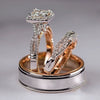 Wholesale Copper Geometric Threepiece Ring Electroplated Rose Gold Color For Women