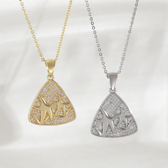 Wholesale Copper Geometric Triangle And Starfish Fashion Simple Clavicle Necklace With Electroplating