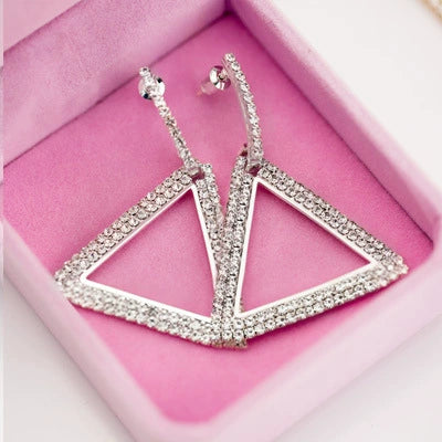 Wholesale Copper Geometric Triangle Drop Shape Diamond Earrings For Women