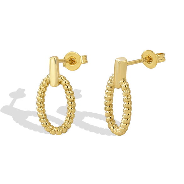 Wholesale Copper Geometric Woven Twist Oval Retro Niche Fashion Earrings For Women