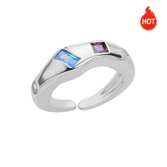 Wholesale Copper Geometric Zircon Ring For Women Niche Design Simple Elegant Light Luxury