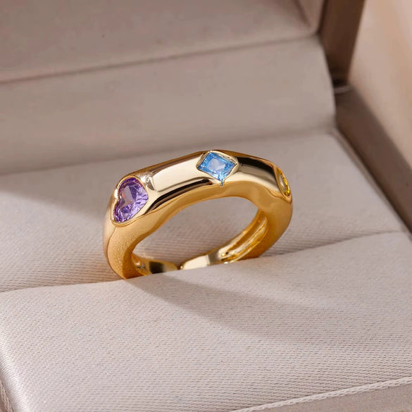 Wholesale Copper Geometric Zircon Ring For Women Niche Design Simple Elegant Light Luxury