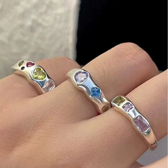 Wholesale Copper Geometric Zircon Ring For Women Niche Design Simple Elegant Light Luxury