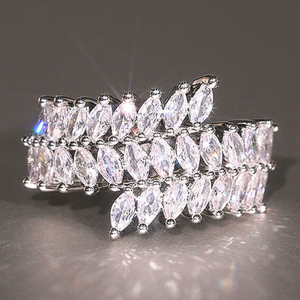 Wholesale Copper Geometric Zirconia Inlaid Marquise Ring For Women Niche Stylish Luxury Accessories