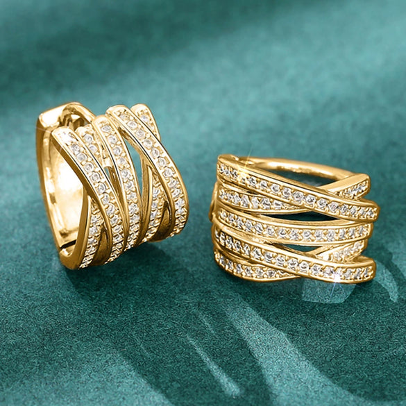 Wholesale Copper Geometric Zirconia Light Luxury Style Earrings For Women