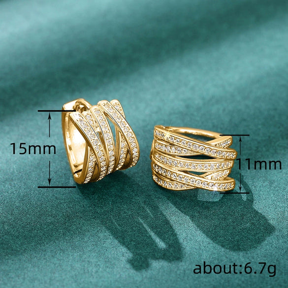 Wholesale Copper Geometric Zirconia Light Luxury Style Earrings For Women
