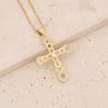Wholesale Copper Gold Inlaid Zircon Cross Pendant Necklace For Women