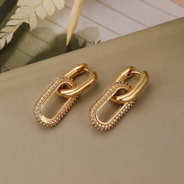 Wholesale Copper Gold Plated Geometric Earrings For Women With Simple Design And High End Sense