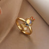 Wholesale Copper Gold Plated Geometric Micro Inlay Women's Fairy Tale Princess Ring
