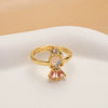 Wholesale Copper Gold Plated Geometric Micro Inlay Women's Fairy Tale Princess Ring