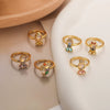 Wholesale Copper Gold Plated Geometric Micro Inlay Women's Fairy Tale Princess Ring