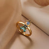 Wholesale Copper Gold Plated Geometric Micro Inlay Women's Fairy Tale Princess Ring