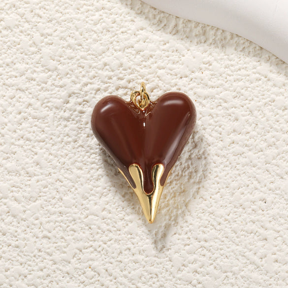 Wholesale Copper Gold Plated Heart Shape Inlaid Zircon Necklace Pendant And Earrings Accessories With Electroplating Treatment