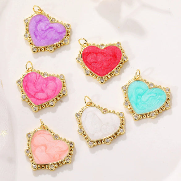 Wholesale Copper Gold Plated Heart Shape Inlaid Zircon Necklace Pendant And Earrings Accessories With Electroplating Treatment