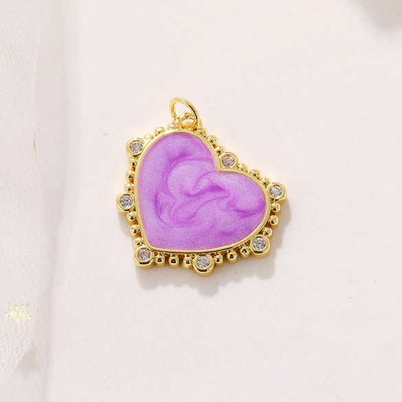 Wholesale Copper Gold Plated Heart Shape Inlaid Zircon Necklace Pendant And Earrings Accessories With Electroplating Treatment
