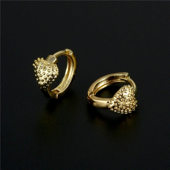 Wholesale Copper Gold Plated Smooth Peach Heart Earrings For Women