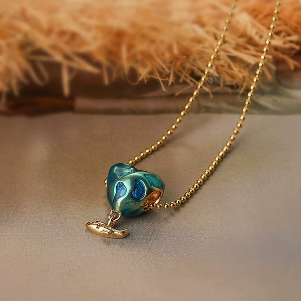 Wholesale Copper Gold Plated Zircon Drop Love Aircraft Pendant Necklace With Geometric Style For Female