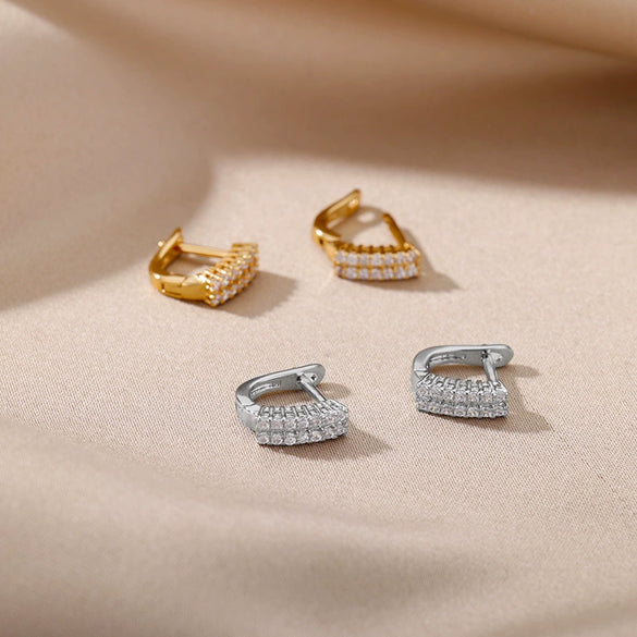 Wholesale Copper Gold Platinum Inlaid Geometric Cshaped And Heartshaped Earrings For Female