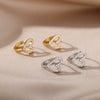 Wholesale Copper Gold Platinum Inlaid Geometric Cshaped And Heartshaped Earrings For Female