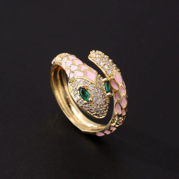 Wholesale Copper Goldplated Animal Zodiac Retro Light Luxury Open Ring For Women
