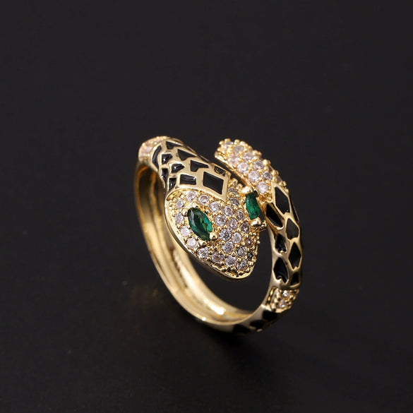 Wholesale Copper Goldplated Animal Zodiac Retro Light Luxury Open Ring For Women