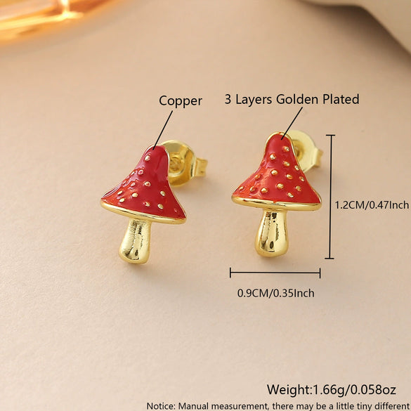 Wholesale Copper Goldplated Fruitshaped Diamondstudded Earrings For Women In Sweet Cool Style