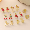 Wholesale Copper Goldplated Fruitshaped Diamondstudded Earrings For Women In Sweet Cool Style