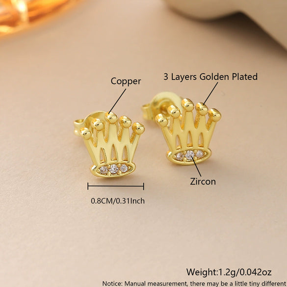 Wholesale Copper Goldplated Fruitshaped Diamondstudded Earrings For Women In Sweet Cool Style