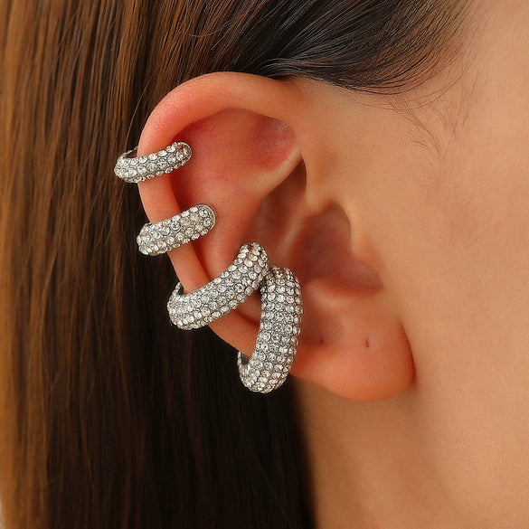 Wholesale Copper Goldplated Geometric Cshaped Diamond Point Drill Ear Clip For Women And Unisex