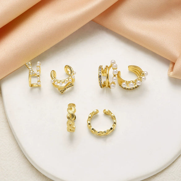 Wholesale Copper Goldplated Geometric Cshaped Ear Cuff Earrings Unisex Electroplated