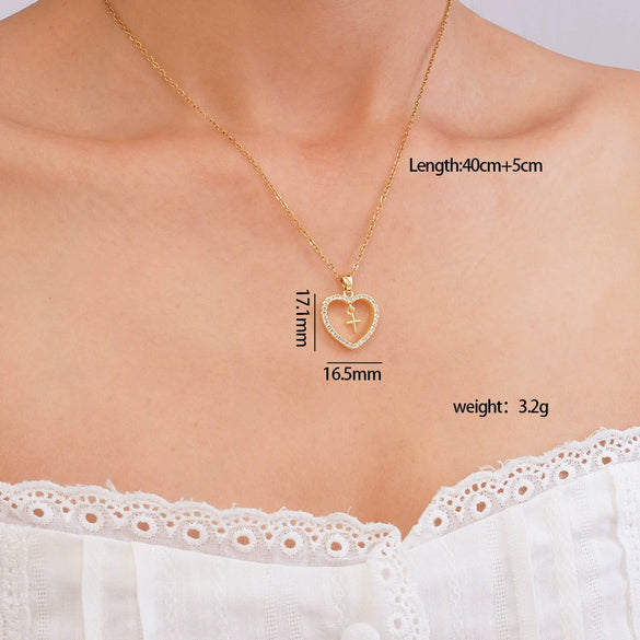 Wholesale Copper Goldplated Geometric Micropaved Zircon Cross Women's Light Luxury O Chain Necklace