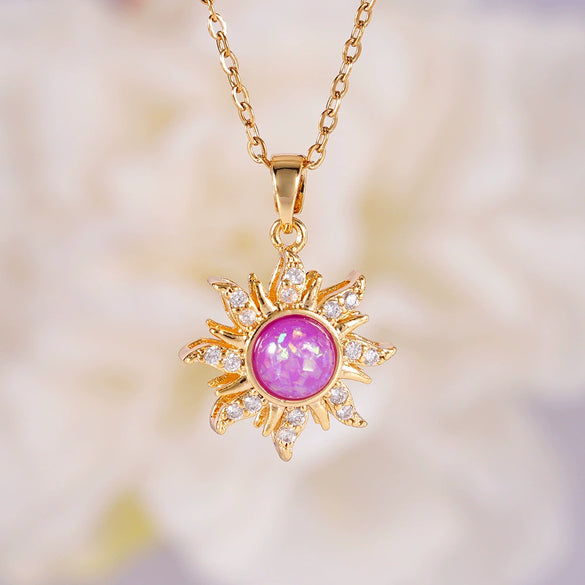 Wholesale Copper Goldplated Geometric Pendant Necklace With Mixed Gemstone Setting For Women Light Luxury Minimalist Style O Word Chain Electroplating Process
