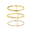 Wholesale Copper Goldplated Geometric Snake Chain Ball Chain Paper Clip Women's Hand Jewelry Set