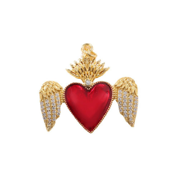 Wholesale Copper Goldplated Heart Pendant With Dripping Oil Design Christmas Ornaments