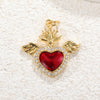 Wholesale Copper Goldplated Heart Pendant With Dripping Oil Design Christmas Ornaments