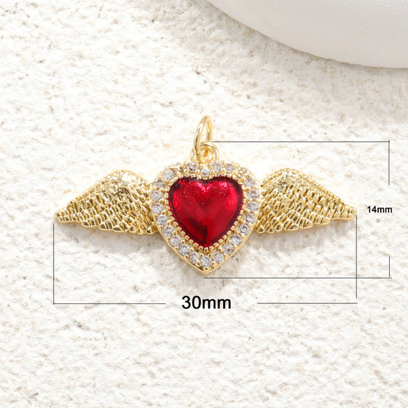 Wholesale Copper Goldplated Heart Pendant With Dripping Oil Design Christmas Ornaments