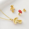 Wholesale Copper Goldplated Ins Style Mushroom Pendant Necklace And Earrings Set For Women