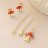 Wholesale Copper Goldplated Ins Style Mushroom Pendant Necklace And Earrings Set For Women