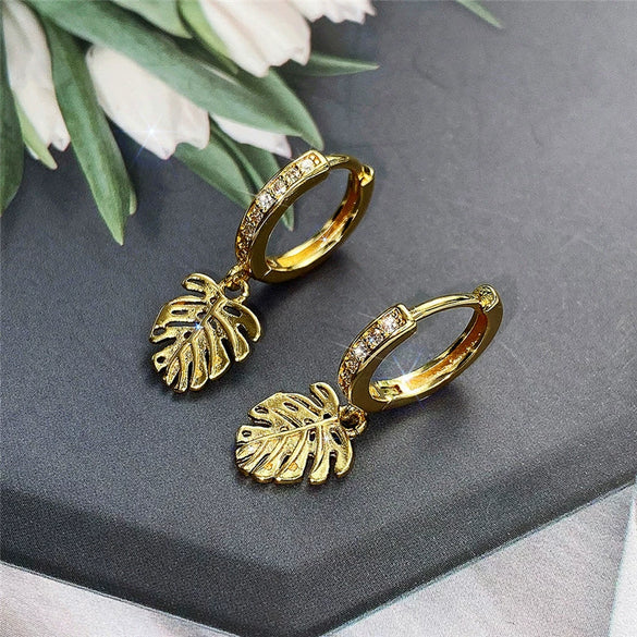 Wholesale Copper Goldplated Leaf Turtle Earrings For Women Fashion Creative Jewelry