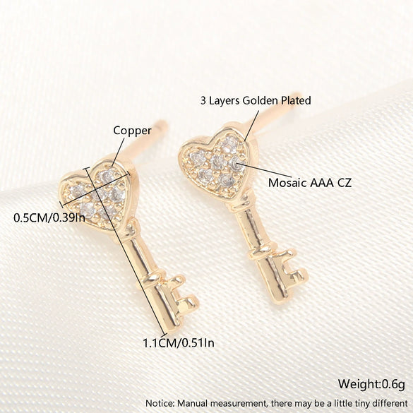 Wholesale Copper Goldplated Light Luxury Geometric Heart Bow Pattern Earrings For Women