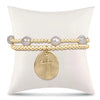 Wholesale Copper Goldplated Pearl Copper Bead Elastic Bracelet With Geometric Design For Unisex And Women