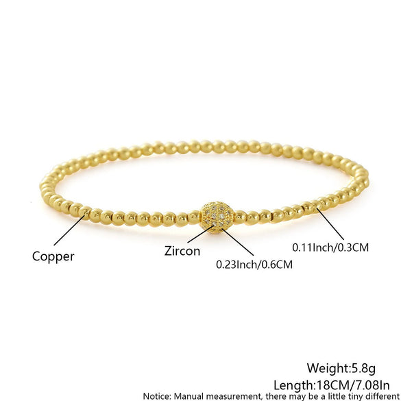Wholesale Copper Goldplated Pearl Copper Bead Elastic Bracelet With Geometric Design For Unisex And Women