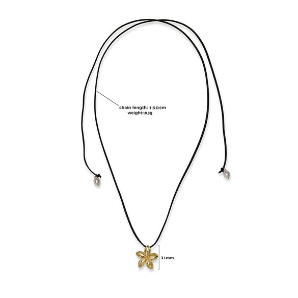 Wholesale Copper Goldplated Retro Flower Petal Pearl Necklace For Women