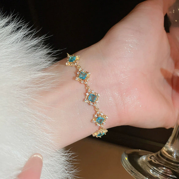 Wholesale Copper Gourd Hollow Bracelet With Real Gold Electroplated Zircon Geometric Pattern Light Luxury Style For Women
